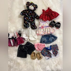 Build-A-Bear Lot Rocker Bear with AUX Cable Girl Clothes and Skechers